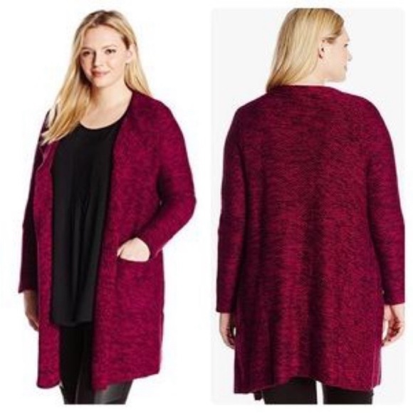 Lucky Brand Marled Open Front Long Cardigan Sweater Red Size 1X - Picture 6 of 9